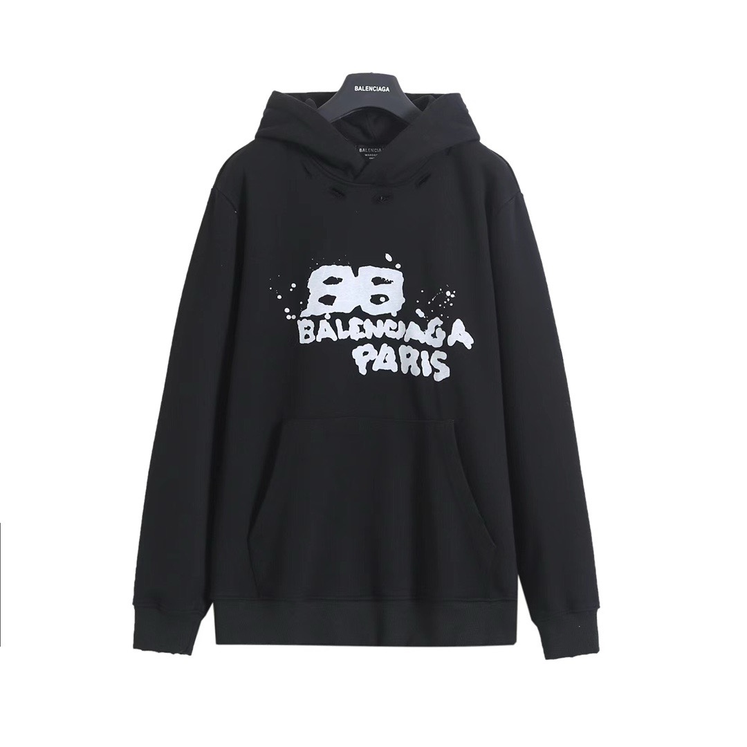 BALENCIAGA バレンシアガ ロゴプリントパーカー 黒/白 全2色 - 画像 5