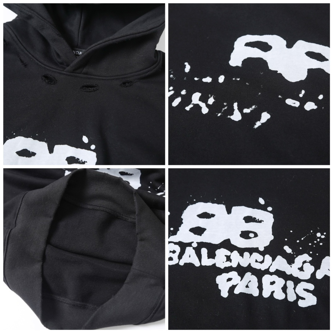 BALENCIAGA バレンシアガ ロゴプリントパーカー 黒/白 全2色 - 画像 7