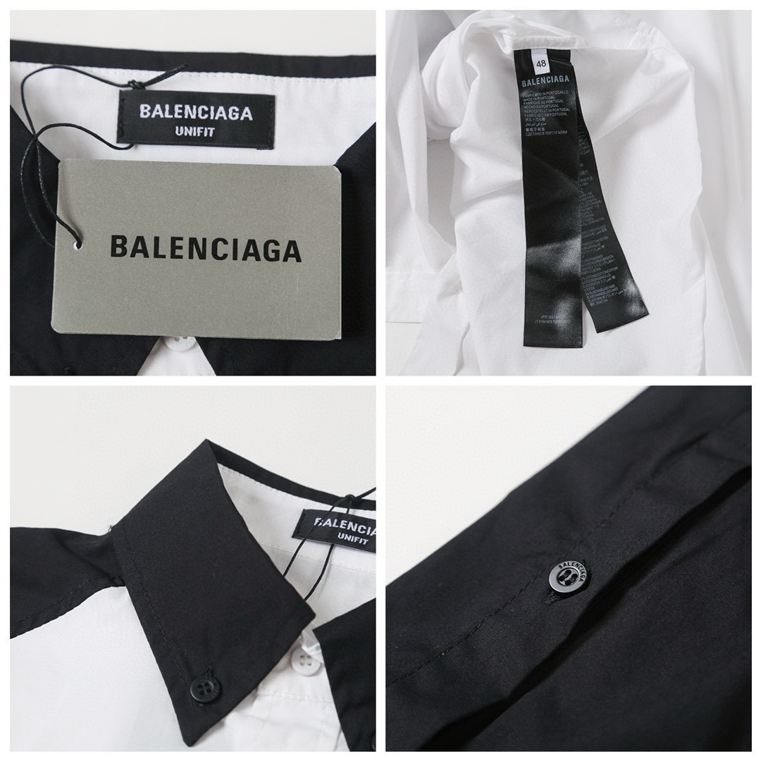 BALENCIAGA バレンシアガ ロングシャツ ブラック ホワイト - 画像 8