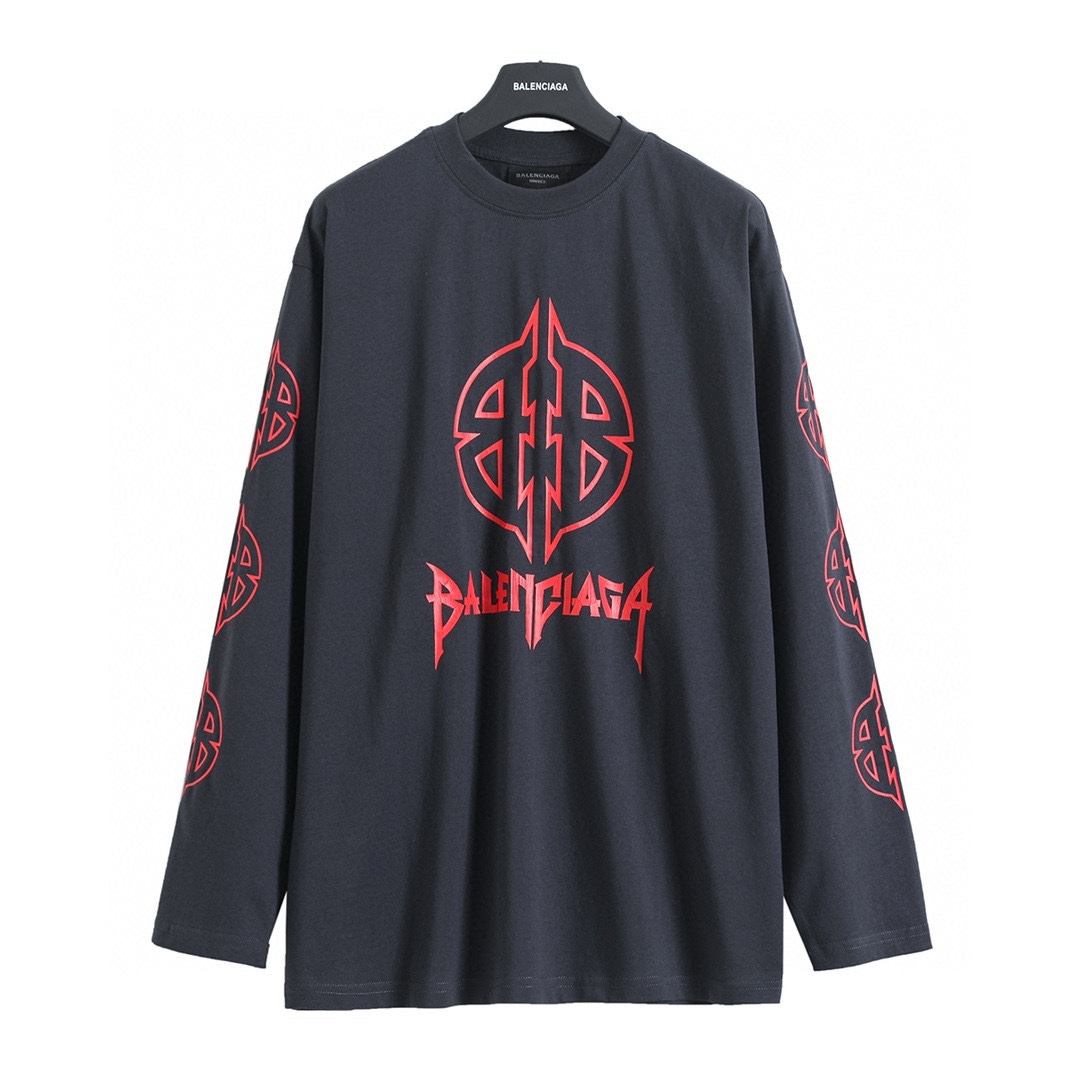 BALENCIAGA バレンシアガ 异形双B字母长袖Tシャツ 本革 レディース ブラック 全1色 - 画像 4