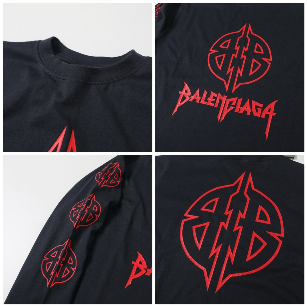 BALENCIAGA バレンシアガ 异形双B字母长袖Tシャツ 本革 レディース ブラック 全1色 - 画像 6