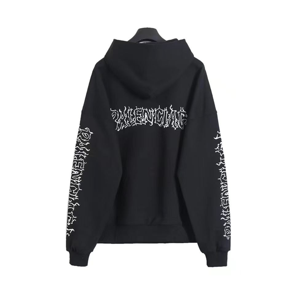 BALENCIAGA バレンシアガ ハローファン ロゴプリント フラットカット ロゴ オーバーサイズ リブ カジュアル パーカー 全2色 - 画像 5