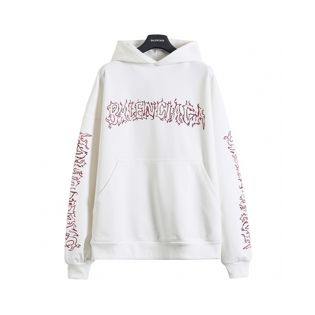 BALENCIAGA バレンシアガ ハローファン ロゴプリント フラットカット ロゴ オーバーサイズ リブ カジュアル パーカー 全2色 - 画像 7