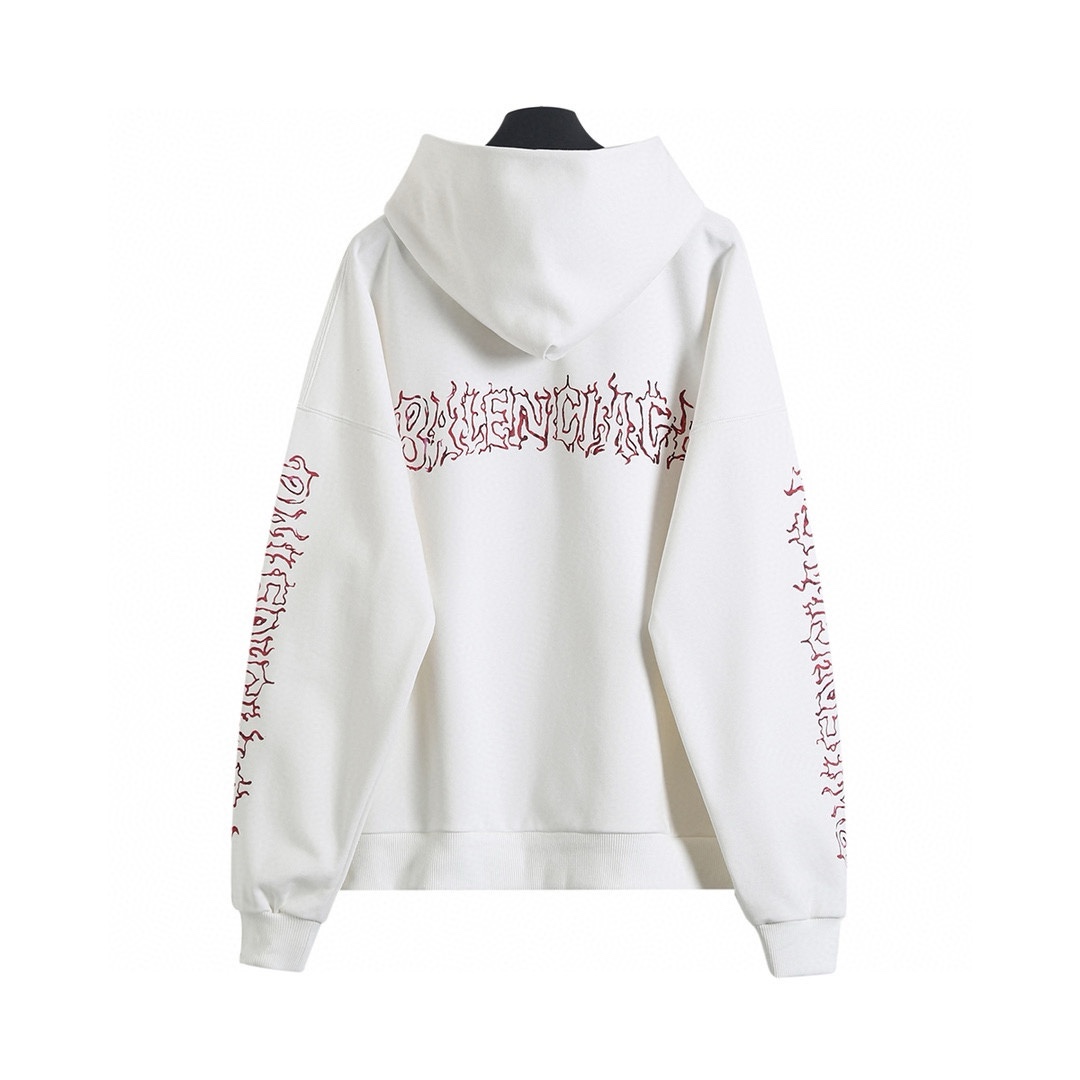 BALENCIAGA バレンシアガ ハローファン ロゴプリント フラットカット ロゴ オーバーサイズ リブ カジュアル パーカー 全2色 - 画像 8