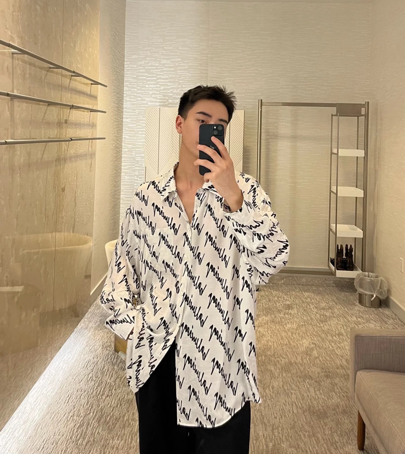 BALENCIAGA バレンシアガ レディースシャツ 草写ロゴプリント ブルー/ホワイト - 画像 2