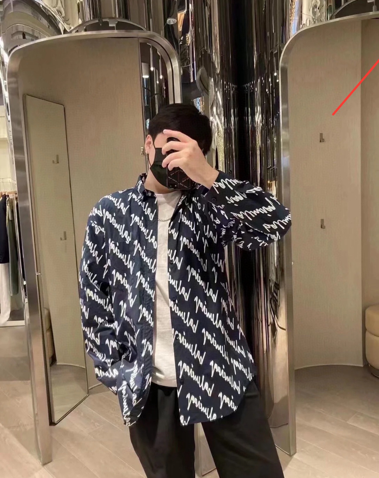 BALENCIAGA バレンシアガ レディースシャツ 草写ロゴプリント ブルー/ホワイト - 画像 3