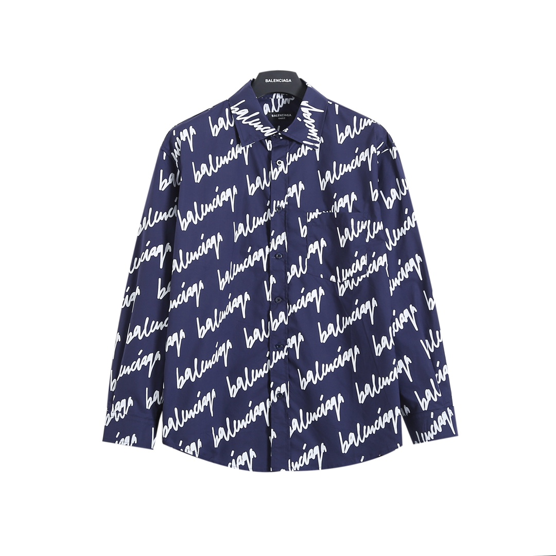BALENCIAGA バレンシアガ レディースシャツ 草写ロゴプリント ブルー/ホワイト - 画像 5