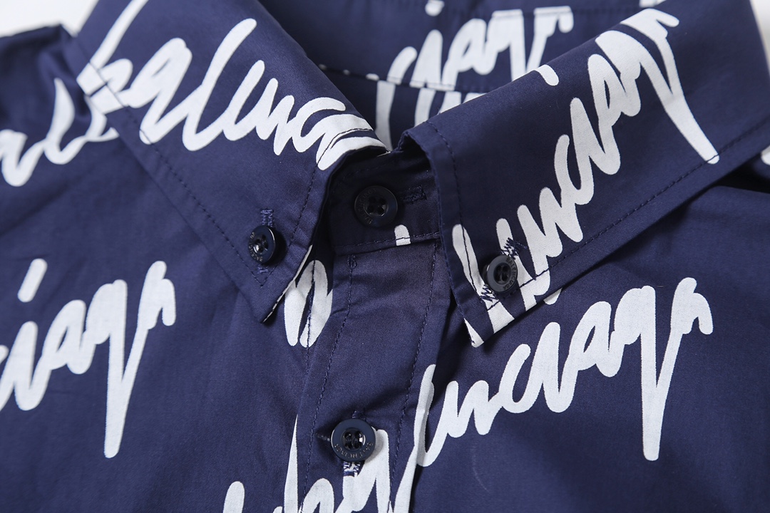 BALENCIAGA バレンシアガ レディースシャツ 草写ロゴプリント ブルー/ホワイト - 画像 7