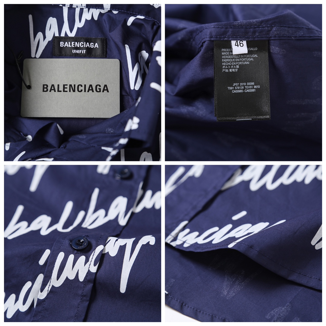 BALENCIAGA バレンシアガ レディースシャツ 草写ロゴプリント ブルー/ホワイト - 画像 8