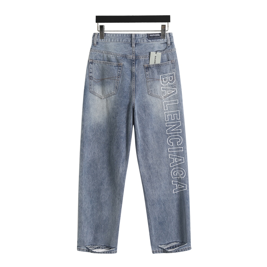 BALenciaga バレンシアガ デニムジャケット ブルゾン デニムパンツ デニム セットアップ メンズ レディース ユニセックス 通勤 通学 デニム 35848 - 画像 4