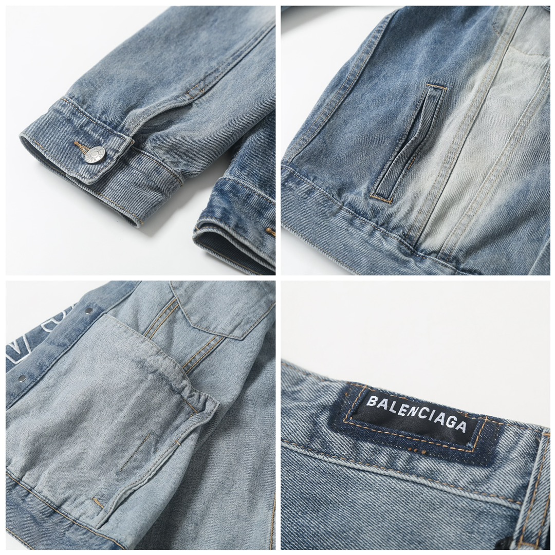 BALenciaga バレンシアガ デニムジャケット ブルゾン デニムパンツ デニム セットアップ メンズ レディース ユニセックス 通勤 通学 デニム 35848 - 画像 6