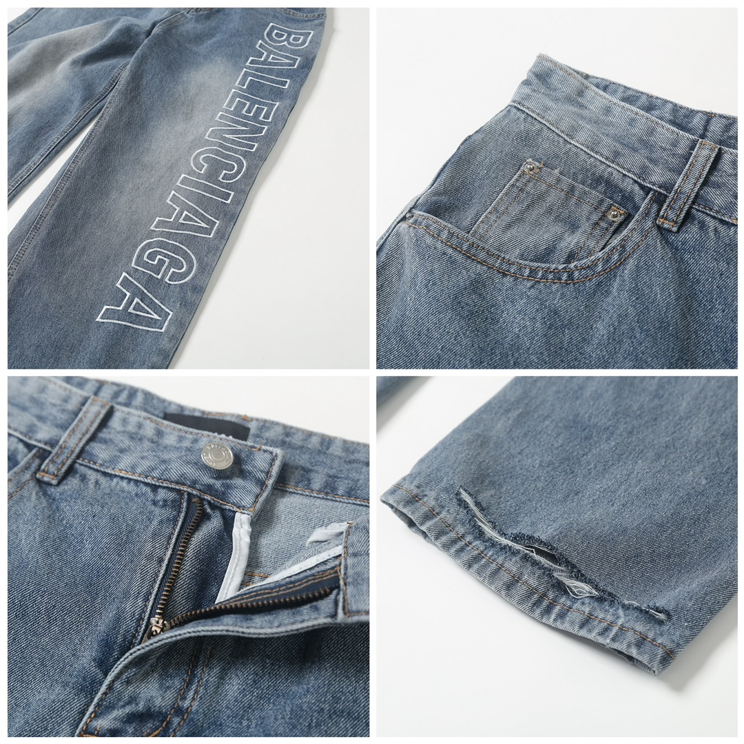 BALenciaga バレンシアガ デニムジャケット ブルゾン デニムパンツ デニム セットアップ メンズ レディース ユニセックス 通勤 通学 デニム 35848 - 画像 7