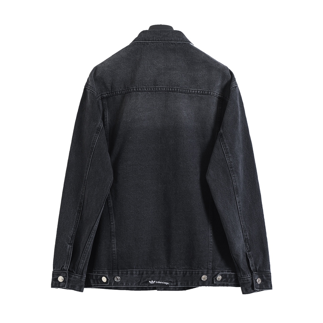 BALENCIAGA バレンシアガ デニムジャケット 本革 ブラック - 画像 2