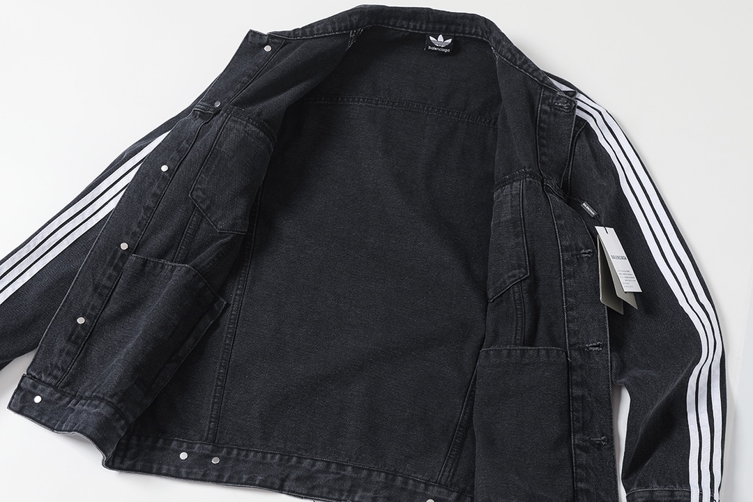 BALENCIAGA バレンシアガ デニムジャケット 本革 ブラック - 画像 3