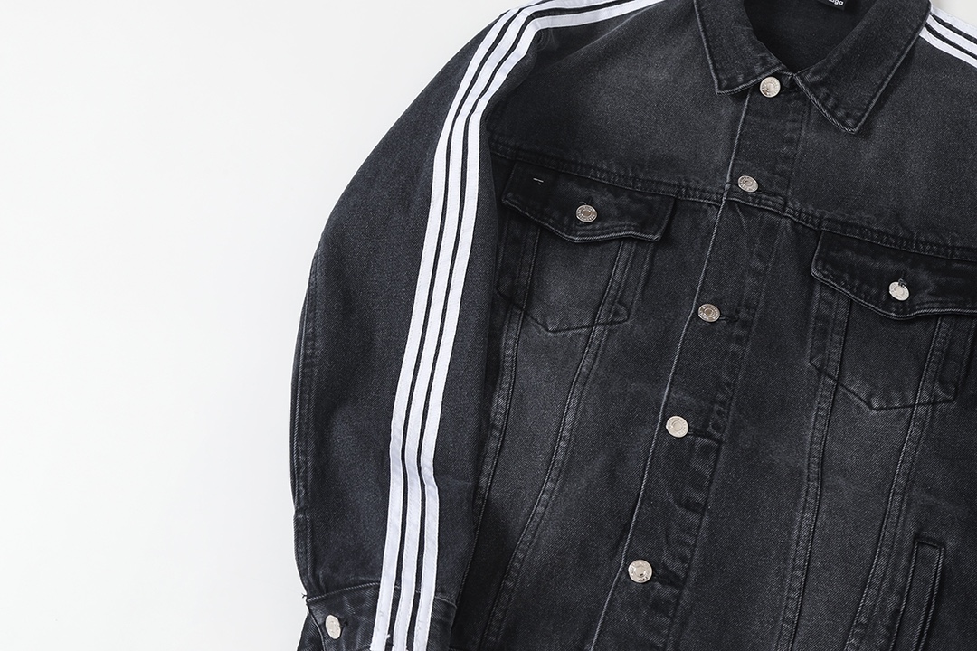 BALENCIAGA バレンシアガ デニムジャケット 本革 ブラック - 画像 5