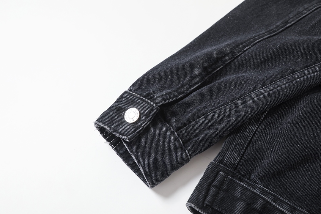 BALENCIAGA バレンシアガ デニムジャケット 本革 ブラック - 画像 6