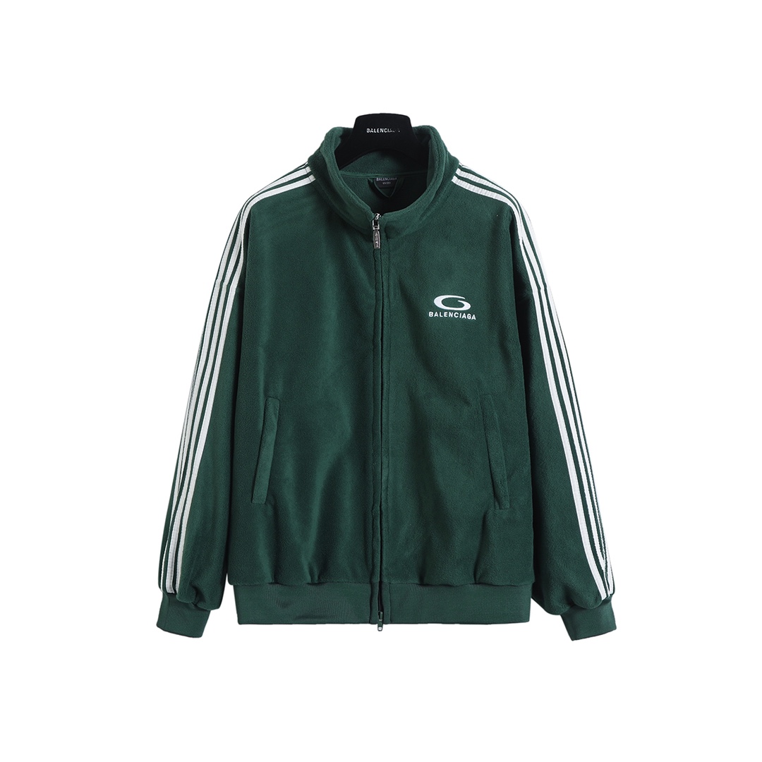 BALENCIAGA バレンシアガ フルジップトラックジャケット 本革 フリース 通勤 全2色 - 画像 3