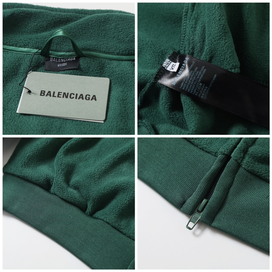BALENCIAGA バレンシアガ フルジップトラックジャケット 本革 フリース 通勤 全2色 - 画像 8