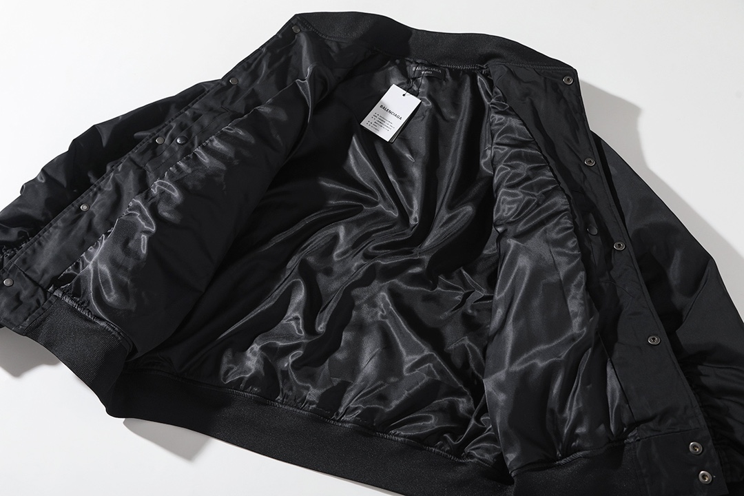 BALENCIAGA バレンシアガ フライトジャケット リブ袖 ブラック - 画像 3