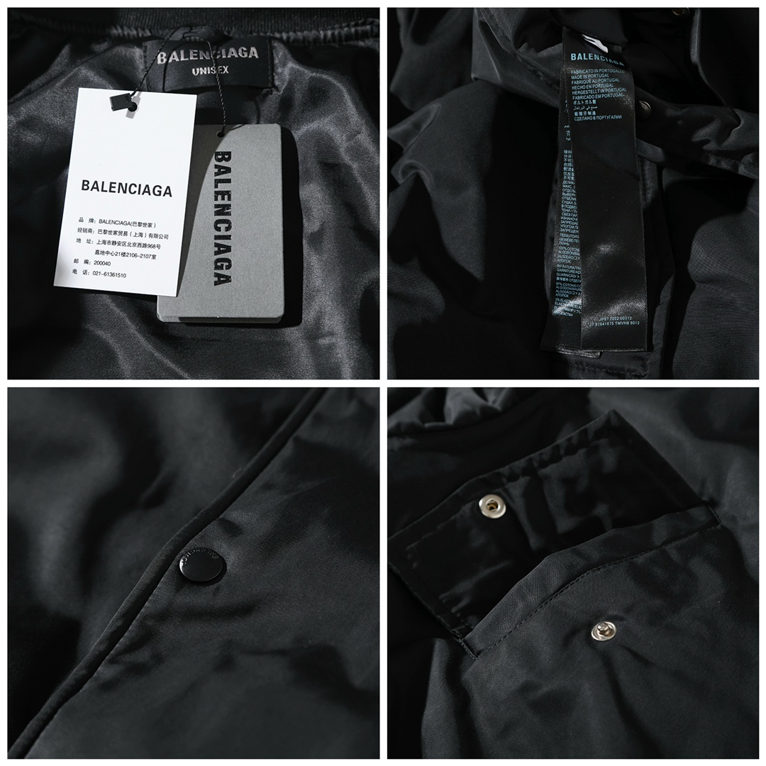 BALENCIAGA バレンシアガ フライトジャケット リブ袖 ブラック - 画像 8