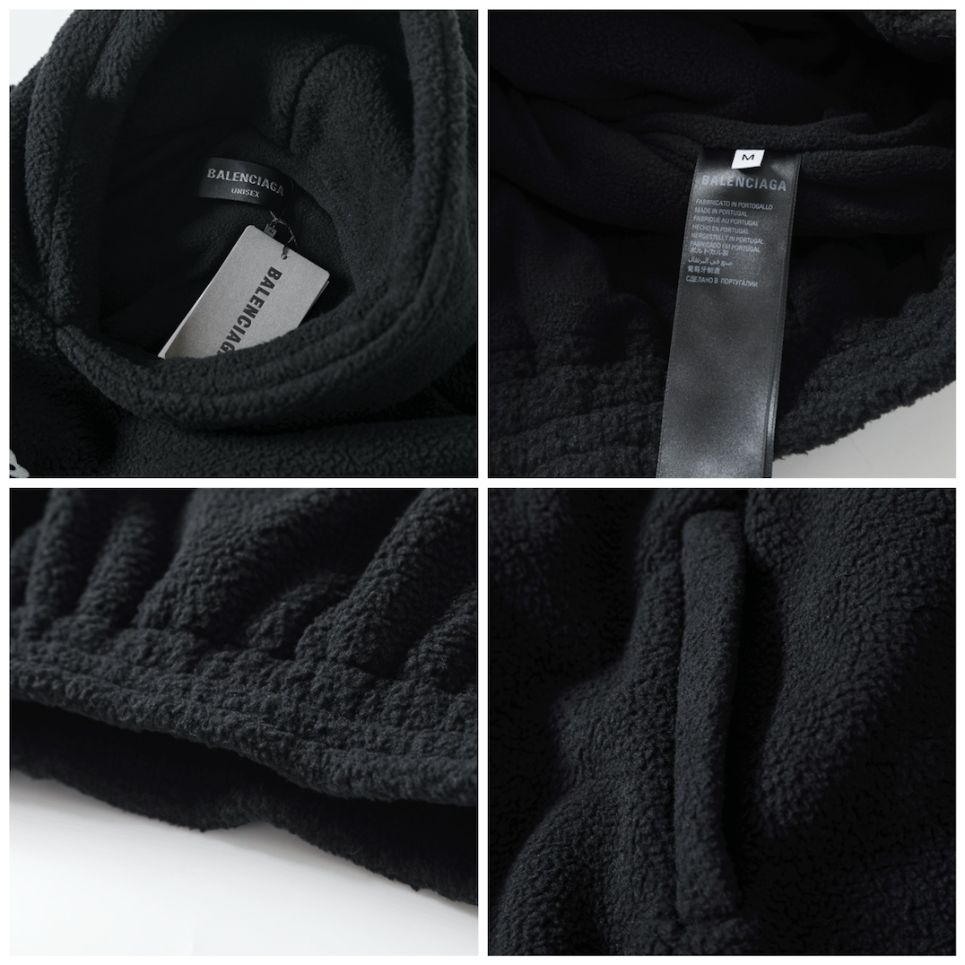 BALENCIAGA バレンシアガ フルーティング フリースパーカー 黒色 - 画像 8