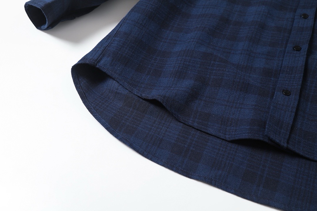 BALENCIAGA バレンシアガ フラッグシャツ 藏青格纹法兰绒连帽衬衫外套 藏青 - 画像 7