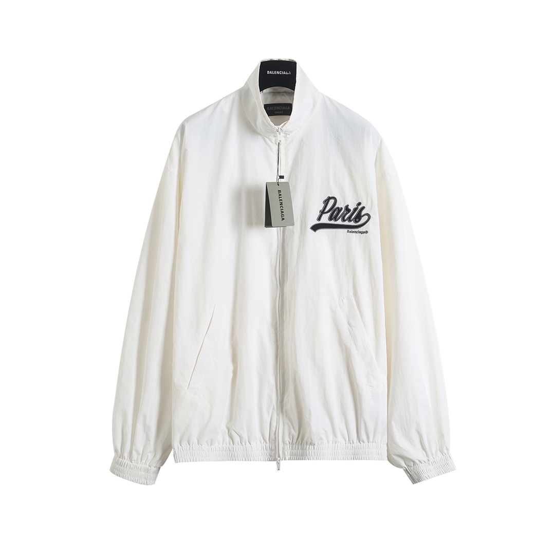 BALENCIAGA バレンシアガ フルジップジャケット パリス刺繍 ブログレ サイズ：46/48/50/52 白色