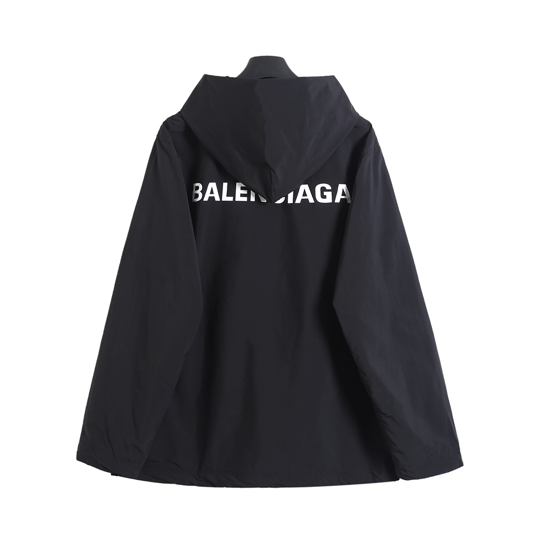 BALENCIAGA バレンシアガ フード付きジャケット 本革 軽量 通勤 通学 ブラック - 画像 2