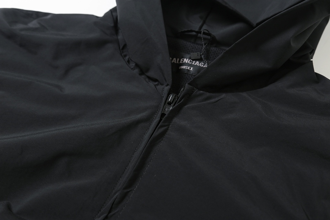 BALENCIAGA バレンシアガ フード付きジャケット 本革 軽量 通勤 通学 ブラック - 画像 4