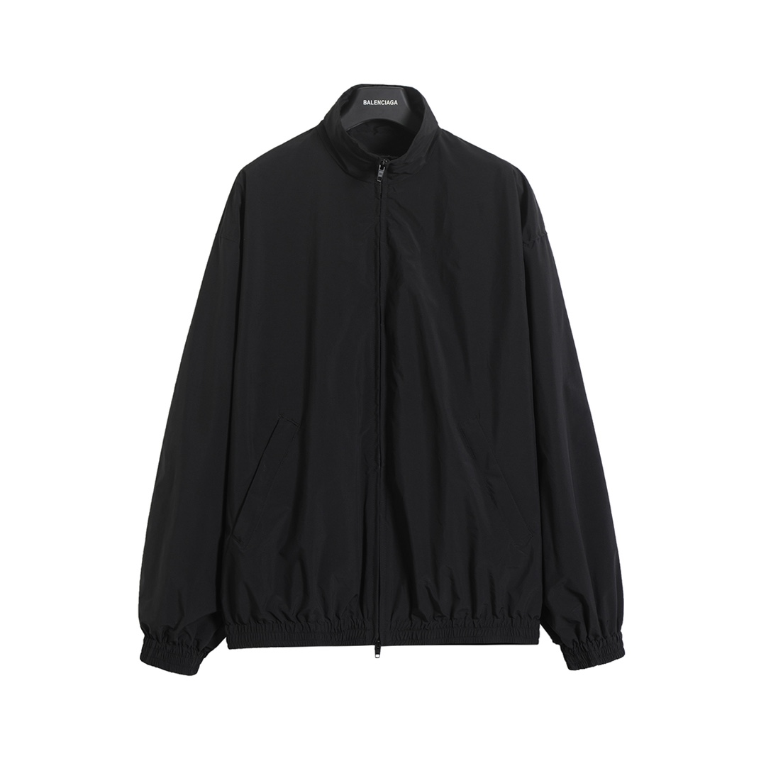 BALENCIAGA バレンシアガ フラップジャケット 黒 71黄胶带印花防水冲锋夹克 全1色
