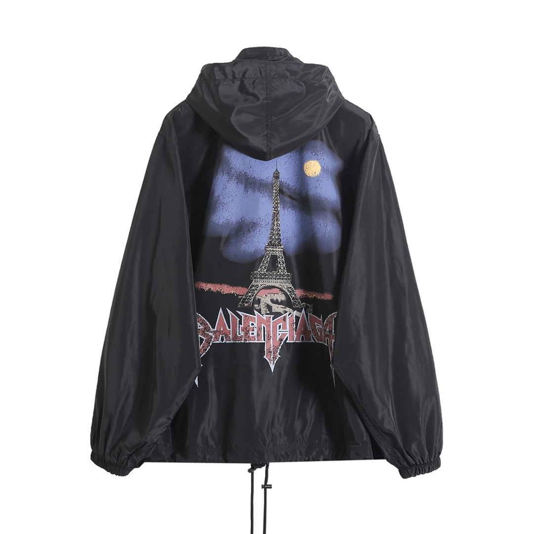 BALENCIAGA バレンシアガ フーディー付きライトウェイトジャケット ブラック - 画像 2