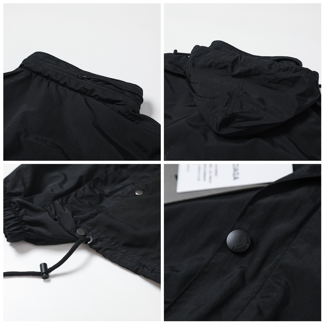 BALENCIAGA バレンシアガ フラップ付きスプリングジャケット 本革 ブラック - 画像 7