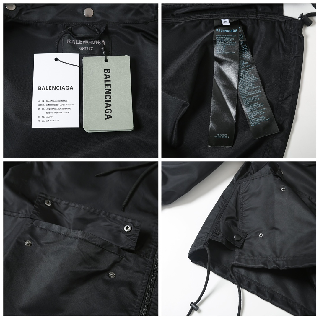 BALENCIAGA バレンシアガ フード付きジャケット 防水 軽量 ブラック - 画像 8