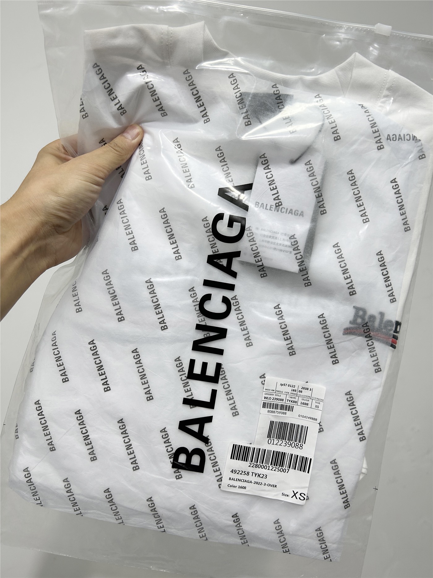 BALENCIAGA バレンシアガ ロングTシャツ バレンシアガ刺繍 ホワイト - 画像 3