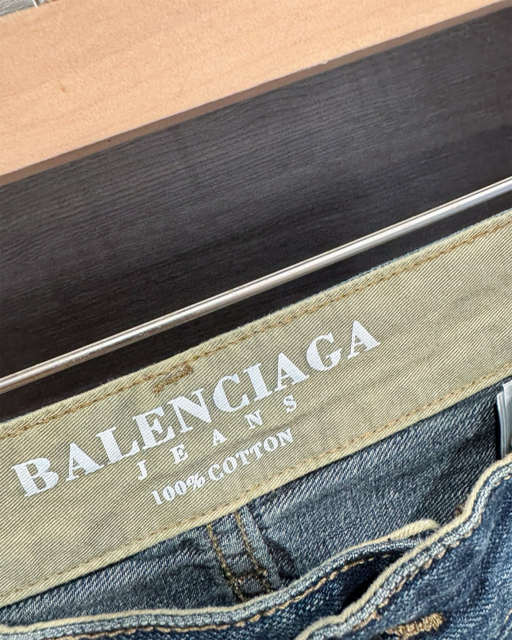 BALENCIAGA バレンシアガ デニムパンツ 本革 100%コットン ブルー - 画像 3