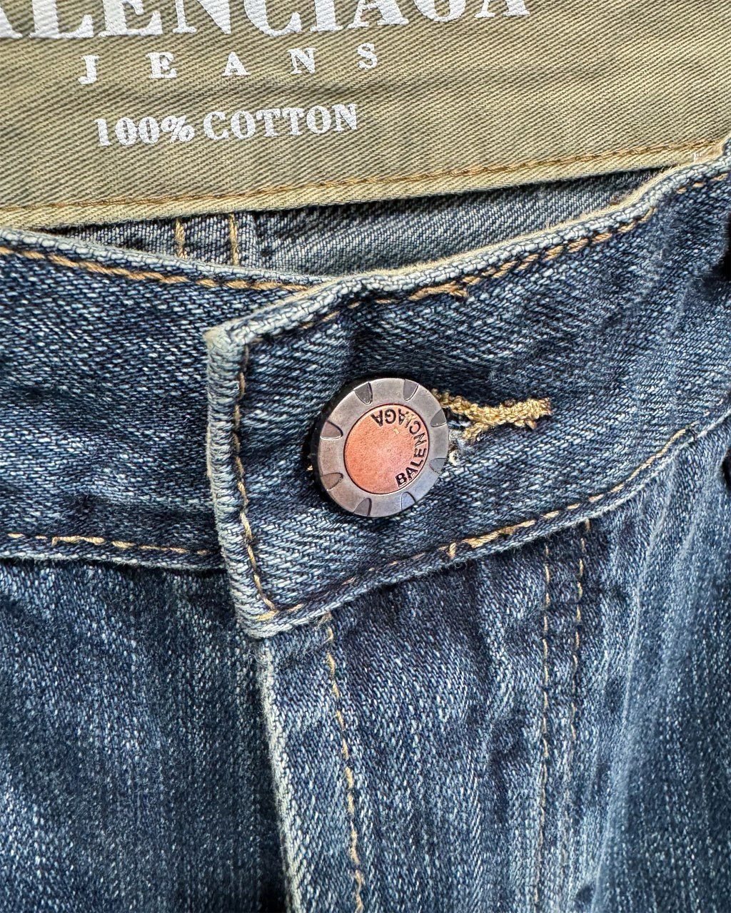 BALENCIAGA バレンシアガ デニムパンツ 本革 100%コットン ブルー - 画像 7