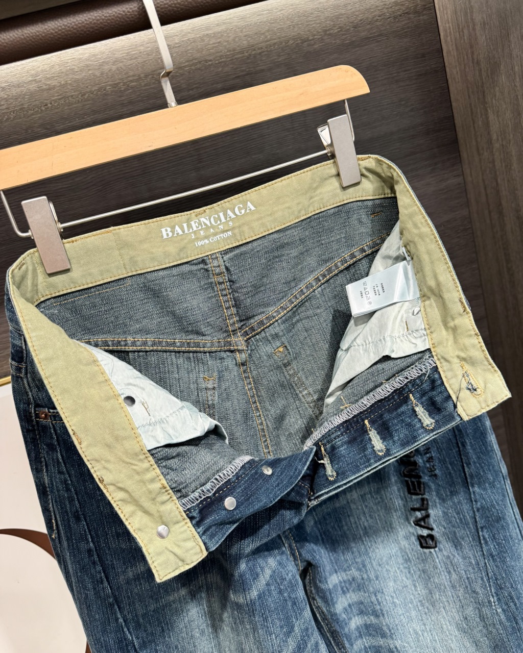 BALENCIAGA バレンシアガ デニムパンツ 本革 100%コットン ブルー - 画像 8