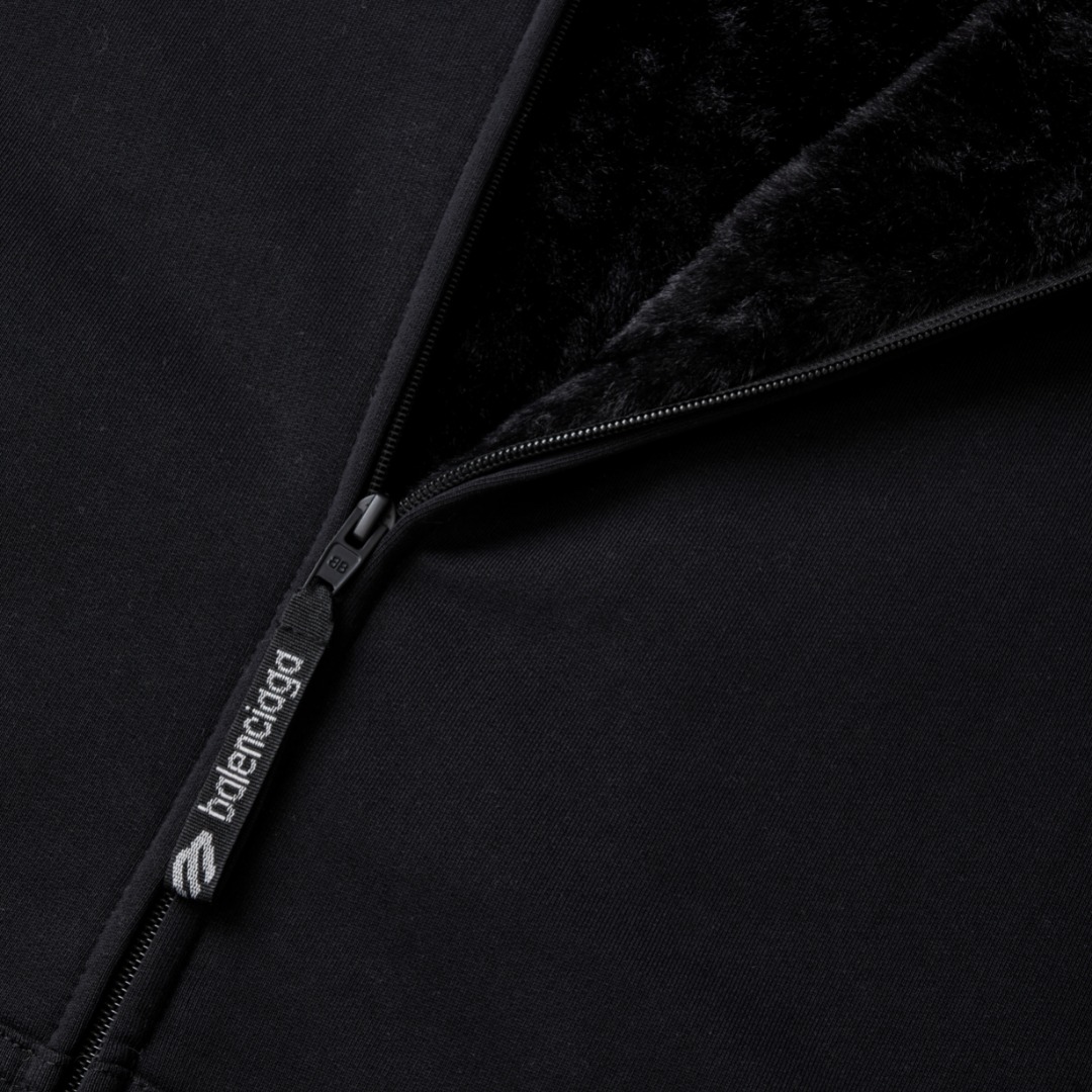 BALENCIAGA バレンシアガ フード付きスウェット オーバーサイズ 本革 ブラック - 画像 6