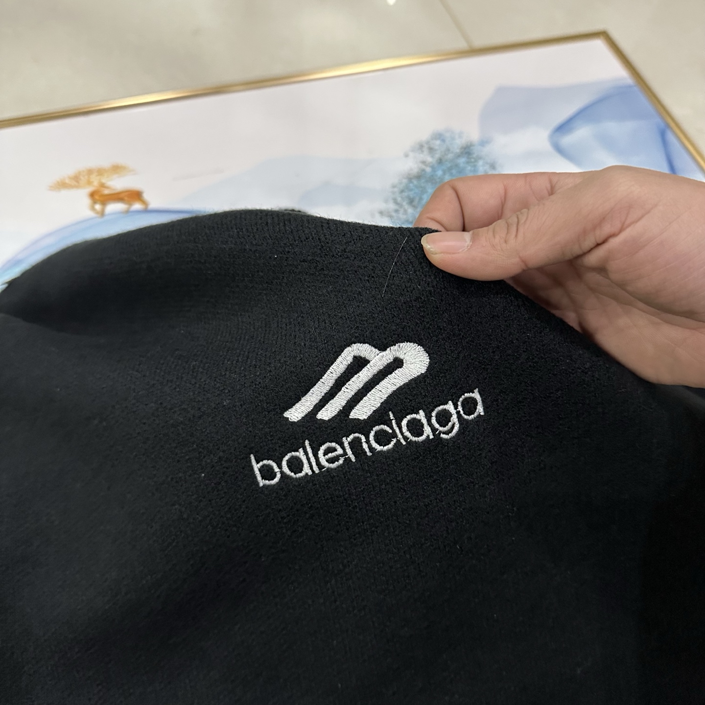 BALENCIAGA バレンシアガ ニットセーター 本革 ブラック - 画像 3