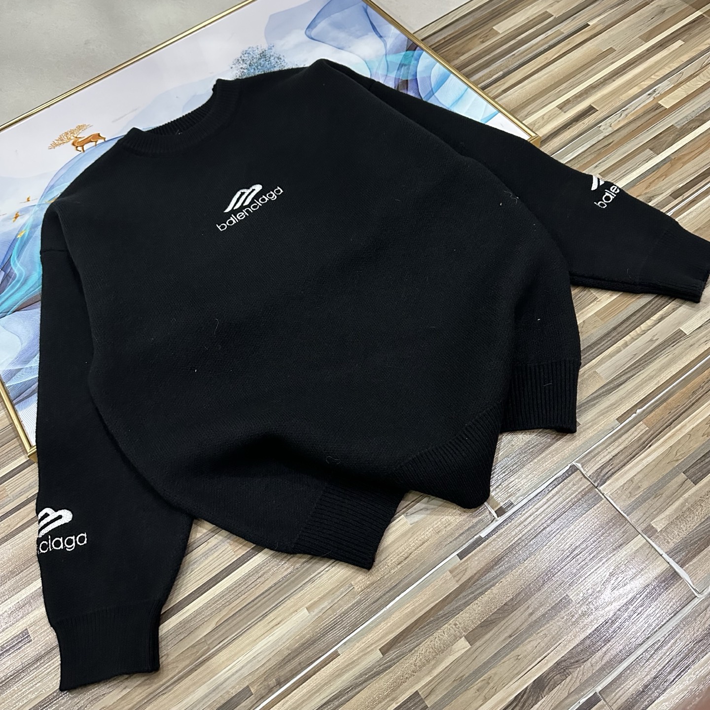 BALENCIAGA バレンシアガ ニットセーター 本革 ブラック - 画像 4