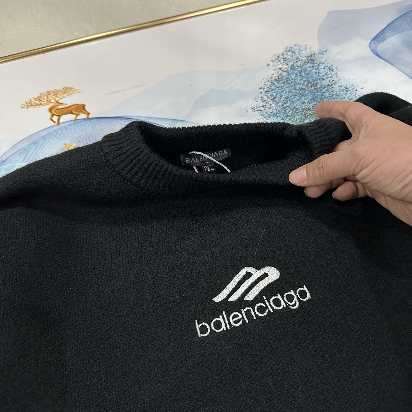 BALENCIAGA バレンシアガ ニットセーター 本革 ブラック - 画像 6