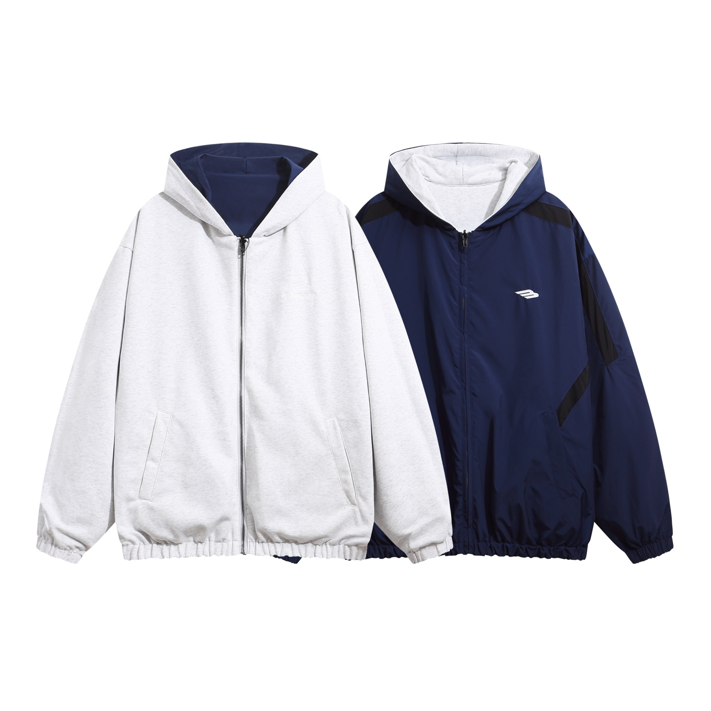 M COTTON フルジップパーカー 通勤 通学 ファッション ブラック ホワイト 全2色