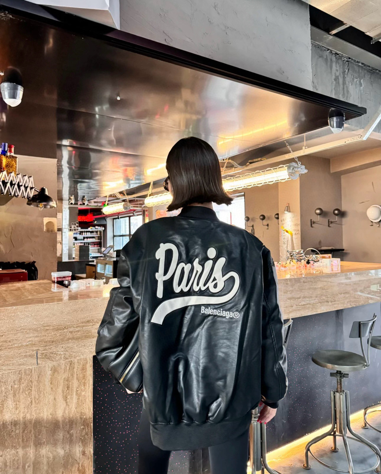 BALENCIAGA バレンシアガ バンダージャケット パリス刺繍 通勤 通学 ブラック - 画像 5