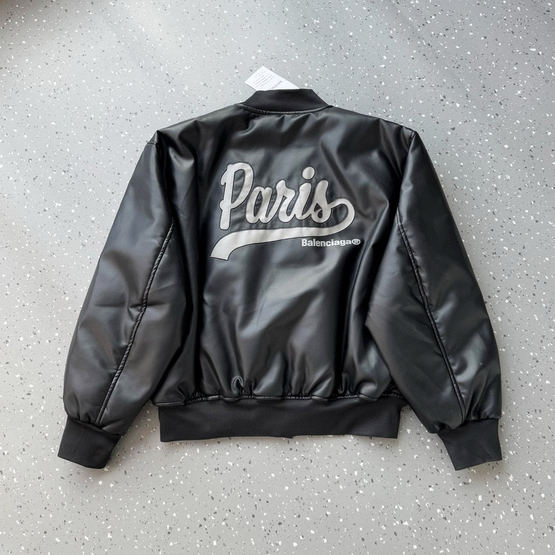 BALENCIAGA バレンシアガ バンズ風レザージャケット 撥水 ブラック - 画像 4