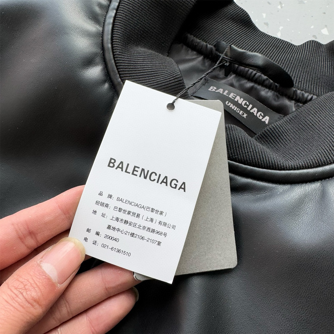 BALENCIAGA バレンシアガ バンズ風レザージャケット 撥水 ブラック - 画像 7