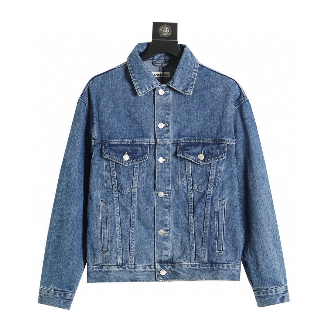 BALENCIAGA バレンシアガ デニムジャケット 七国言語水洗 牛仔ブルー - 画像 4