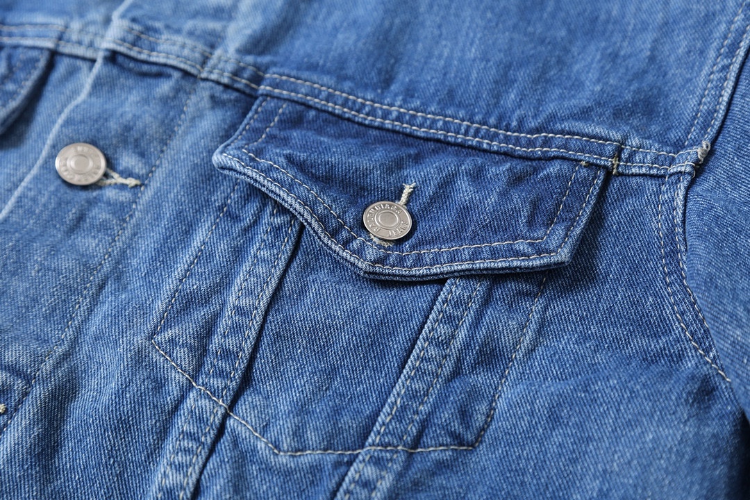 BALENCIAGA バレンシアガ デニムジャケット 七国言語水洗 牛仔ブルー - 画像 7