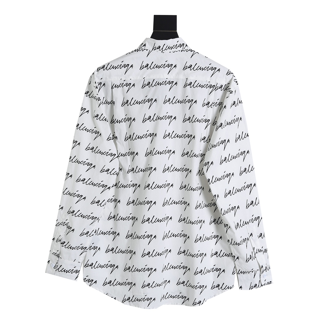 BALENCIAGA バレンシアガ 草写签名弹幕长袖衬衫 通勤 白色 - 画像 5