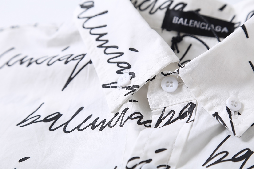 BALENCIAGA バレンシアガ 草写签名弹幕长袖衬衫 通勤 白色 - 画像 6