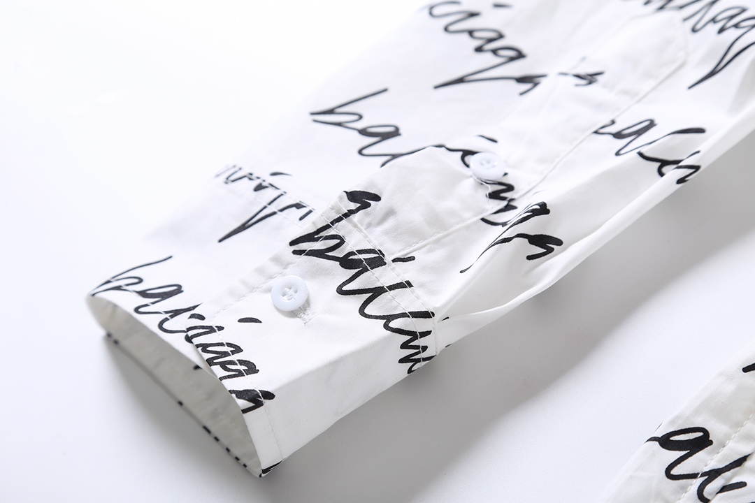 BALENCIAGA バレンシアガ 草写签名弹幕长袖衬衫 通勤 白色 - 画像 7